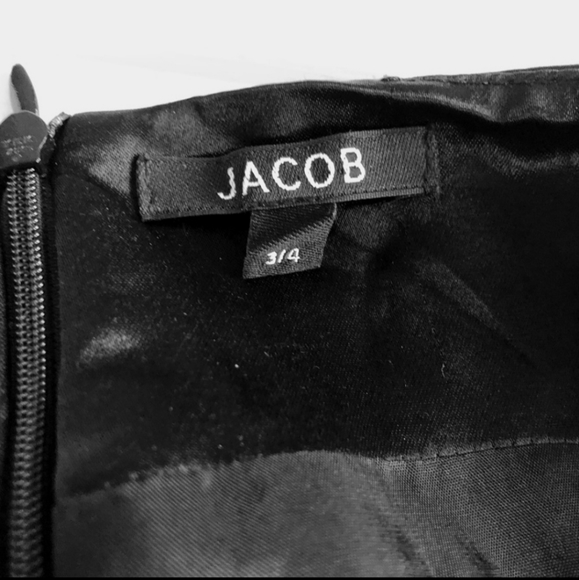 JACOB sz 3/4 Black Satin Halter Empire Waist Maxi Formal Dress - Picture 5 of 10